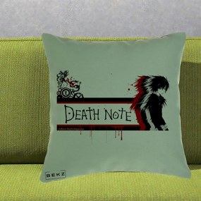 Perna Personalizata Death Note L Lawliet Rosu-Negru, 40x40 cm, Verde, Husa Detasabila, Perna Inclusa, BEKZ®
