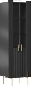 Vitrină Malmi 60 cm - negru mat / picioare aurii