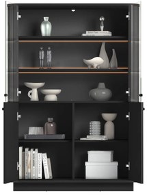 Vitrină Vesper 60 cm cu mânere negre - negru
