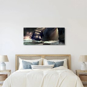 Tablou - Navă printre recife (120x50 cm)