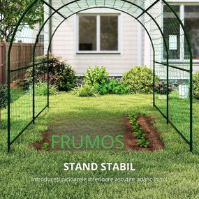 Outsunny Grilaj metalic de înfigere, anti-rugină, suport curbat pentru castraveți 210 x 250 x 216 cm Verde închis | Aosom Romania