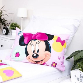 Lenjerie de pat pentru copii roz din bumbac pentru pătuț 100x135 cm Minnie "Sweet" – Jerry Fabrics