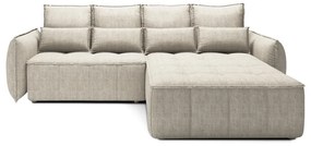 Colțar bej extensibil/cu spațiu de depozitare cu tapițerie din catifea (cu colț pe partea dreaptă/cu șezlong) Campo – ELTAP