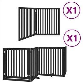 vidaXL Poartă câini pliabilă cu ușă 6 panouri negru, 480 cm, lemn plop
