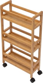 Raft de baie îngust pe roți, 3 rafturi KLUK, 76 cm