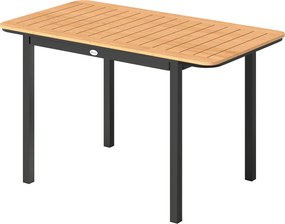 Outsunny Masă de Grădină pentru 6 Persoane, 127 x 70 cm, Masă de Exterior cu Blat cu Lamele din Lemn Plastic, Cadru Metalic | Aosom Romania