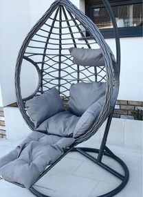 Scaun suspendat gri cu suport pentru picioare DOMINIKANA WAVES