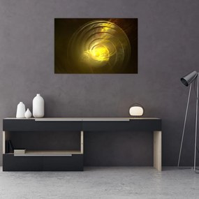Tabloul cu spirala abstractă în galben (90x60 cm)