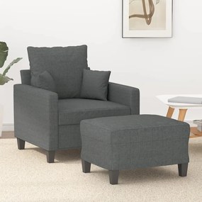 3201082 vidaXL Fotoliu canapea cu taburet, gri închis, 60 cm, textil