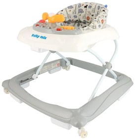 Baby Mix Walker pentru copii cu volan și roți dinsilicon, gri, 50 x 44 x 50 cm