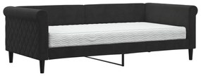 3197762 vidaXL Pat de zi cu saltea, negru, 90x190 cm, catifea