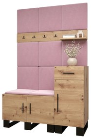 Set mobilier pentru hol Amanda 5 (Stejar artisan + roz). 1085894
