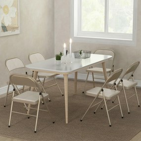 HOMCOM Set de 6 Scaune Pliabile din Metal, Scaune Pliabile din Interior cu Șezut Tapițat din Piele PU și Spătar Deschis | Aosom Romania