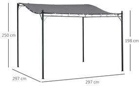 Outsunny Pavilion Cort Foisor 3x3m pentru Gradina sau Terasa cu perdea Gri | Aosom Romania