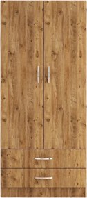 Dulap GRD0402, stejar, PAL melaminat, cu 2 usi si 2 sertare, 80x47x182