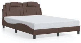 3208084 vidaXL Cadru de pat cu tăblie, maro, 120x200 cm, piele ecologică