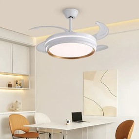 Lustra cu ventilator, ESC-417YY WH, design modern, Alb