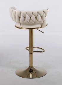RESIGILAT- Scaun bar, rotativ, înălțime reglabilă, Catifea, Crem