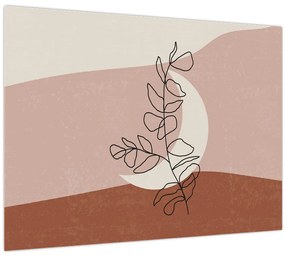 Tablou pe sticlă - Boho frunze N⁰2 (70x50 cm)