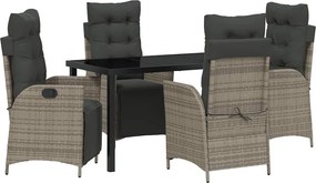 vidaXL Set de masă pentru grădină cu pernă 5 pcs Gri poliratan