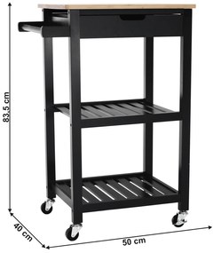 Carucior de servire, natural / negru, ARETE