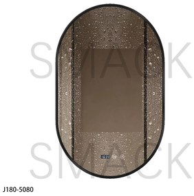 Oglindă LED Touch Premium, Dezaburire, Rama Negra, 3 Tipuri Lumină 50/80 cm
