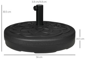 Outsunny Bază pentru Umbrele cu Stâlpi Ø38/48mm și Umplere cu 25 kg de Apă sau 35 kg de Nisip, Ø56x30.5 cm, Negru | Aosom Romania