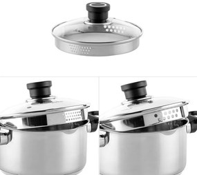 Cratiță Luigi Ferrero Sophia FR-3402, 18x10 cm, 2.3 l, Oțel 18/10, Capac din sticlă, Inducție, Inox