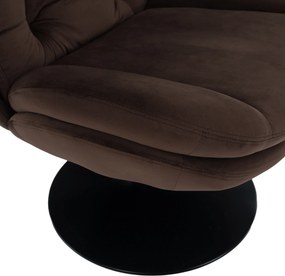 Scaun pivotant de lux cu suport pentru picioare, ţesătură Velvet maro, ADELMO