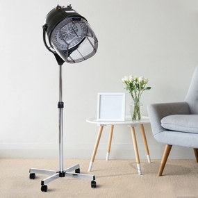 HOMCOM Cască de Uscat Părul cu Înălțime Reglabilă, Cască pentru Păr cu Timer și Roți Pivotante, 65x65x115-165 cm, Negru | Aosom Romania
