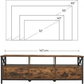 COTVI24 - Comoda TV 145x40x50 cm, living, dormitor, stil industrial - Maro