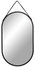 Oglindă Trapani oțel/piele artificială, neagră, 35x60