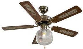 Ventilator de tavan din alamă cu lemn 107,5 cm cu comutator cu lanț - Mistral Karel
