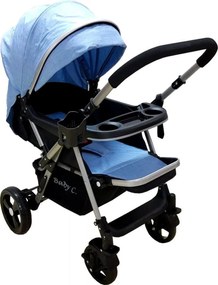 Carucior nou nascuti 2 in 1 BABY CARE™ PRO 511, Cadru aluminiu, Maner reversibil, Spatar reglabil 5 trepte, Amortizoare, Frana picior, Albastru