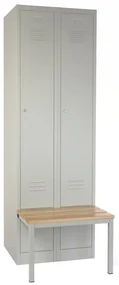 Dulap metalic cu bancheta, 60 x 85 x 185 cm, plinta, inchidere cilindrica, gri - RAL 7035