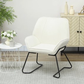 HOMCOM Fotoliu de Living cu Scaun Larg și Capitonat Tapitat în Catifea Picioare de Metal Fotoliu pentru Living Crem | Aosom Romania
