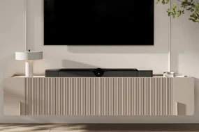 Dulap suspendat TV Malmi 200 cm - cașmir / alb crem/ elemente aurii