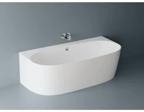 Cada freestanding compozit Marmite Como, 180 x 86 cm, lipita de perete, alb lucios