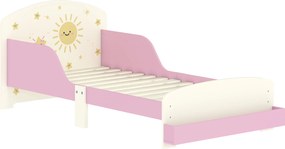 AIYAPLAY Pat copii mic, cadru cu design stele și spațiu de depozitare, roz | Aosom Romania