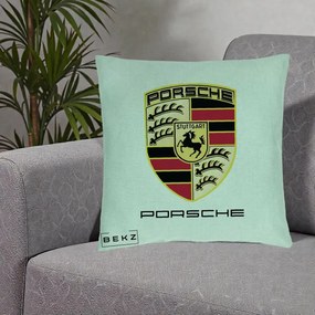 Perna Personalizata Porsche Stuttgart, 40x40 cm, Verde Menta, Husa Detasabila, Perna Inclusa, BEKZ®