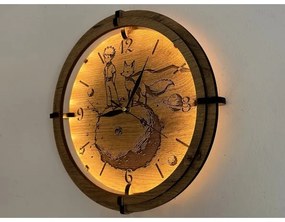 Li-Go 23712/DUB/BAT2 - Ceas LED reglabil cu senzor, LED/1xAA, diam. 32 cm, stejar