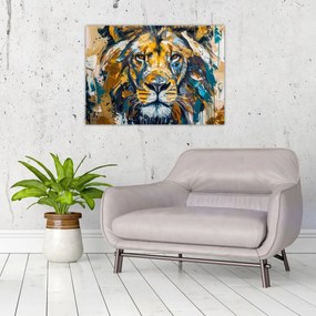 Tablou - pictură în ulei abstractă cu leu (70x50 cm)