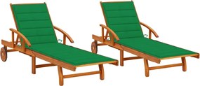 vidaXL Șezlonguri cu perne, 2 buc., lemn masiv de acacia