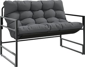 vidaXL Bancă de grădină cu pernă, antracit, 113 cm, oțel