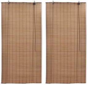 Jaluzele din bambus tip rulou, 2 buc., maro, 150 x 220 cm