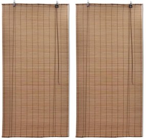 Jaluzele din bambus tip rulou, 2 buc., maro, 150 x 220 cm