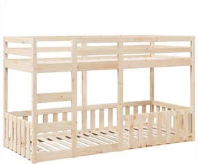 vidaXL Pat supraetajat, 90x200 cm, lemn masiv de pin