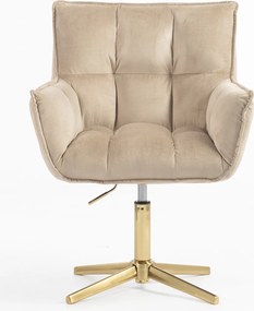 HR560CROSS Scaun Catifea Latte cu Bază Aurie