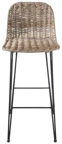 Scaun bar din rachită și metal, 40x40x93 cm, stil Country Chic