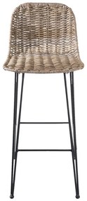 Scaun bar din rachită și metal, 40x40x93 cm, stil Country Chic